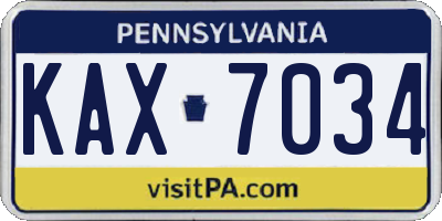 PA license plate KAX7034