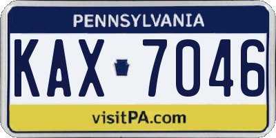 PA license plate KAX7046