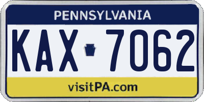 PA license plate KAX7062
