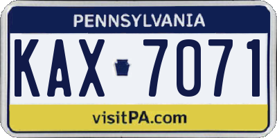 PA license plate KAX7071