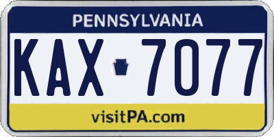PA license plate KAX7077