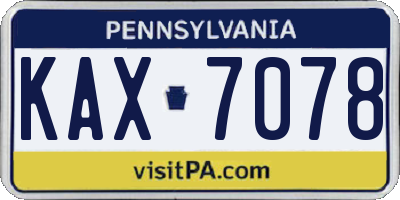 PA license plate KAX7078