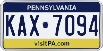 PA license plate KAX7094