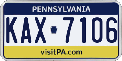 PA license plate KAX7106