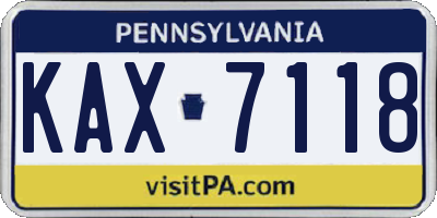 PA license plate KAX7118