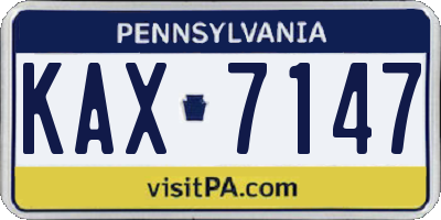 PA license plate KAX7147