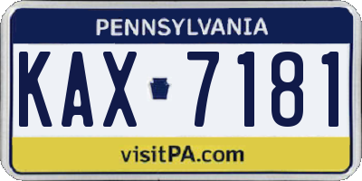 PA license plate KAX7181