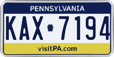 PA license plate KAX7194