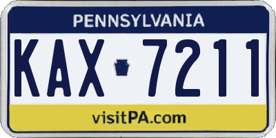 PA license plate KAX7211