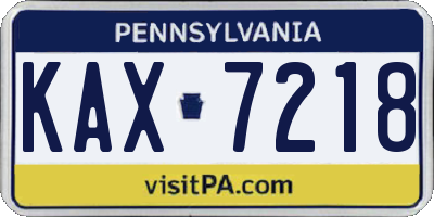 PA license plate KAX7218