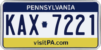 PA license plate KAX7221