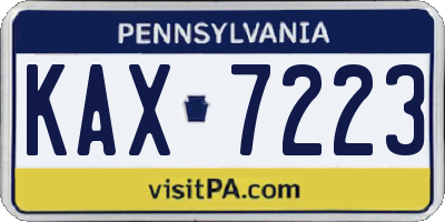 PA license plate KAX7223