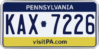 PA license plate KAX7226