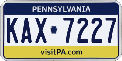 PA license plate KAX7227