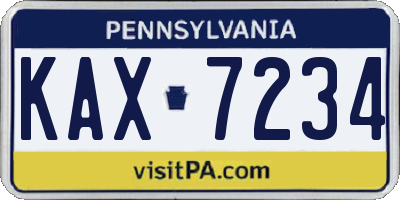 PA license plate KAX7234