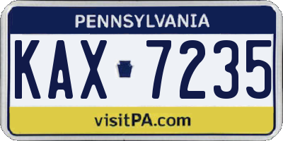 PA license plate KAX7235