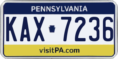 PA license plate KAX7236
