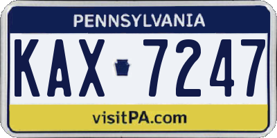 PA license plate KAX7247
