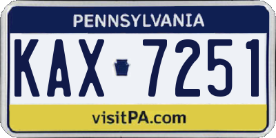 PA license plate KAX7251