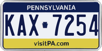 PA license plate KAX7254