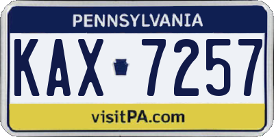 PA license plate KAX7257