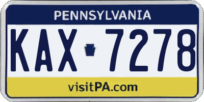PA license plate KAX7278
