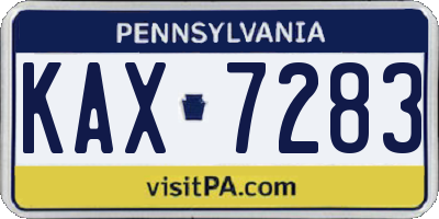 PA license plate KAX7283