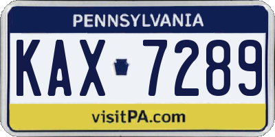 PA license plate KAX7289
