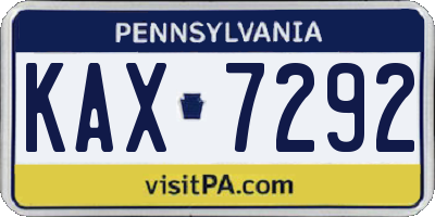 PA license plate KAX7292