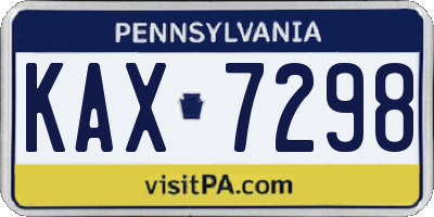 PA license plate KAX7298
