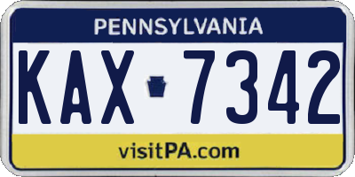 PA license plate KAX7342
