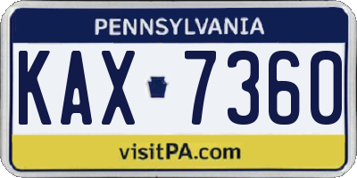 PA license plate KAX7360