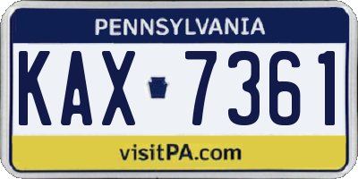 PA license plate KAX7361