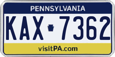 PA license plate KAX7362