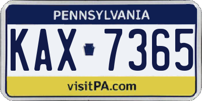 PA license plate KAX7365