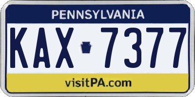 PA license plate KAX7377