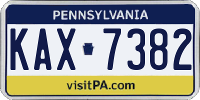PA license plate KAX7382