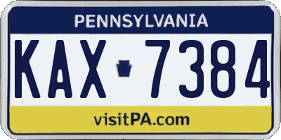 PA license plate KAX7384