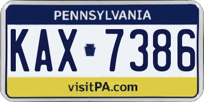 PA license plate KAX7386