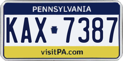PA license plate KAX7387