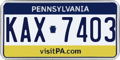 PA license plate KAX7403