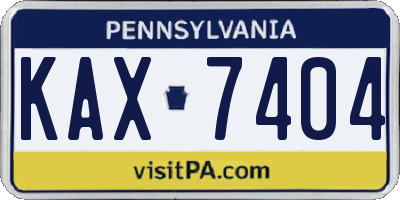 PA license plate KAX7404