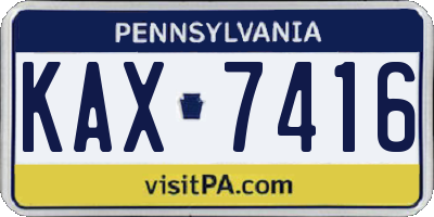 PA license plate KAX7416