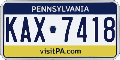 PA license plate KAX7418