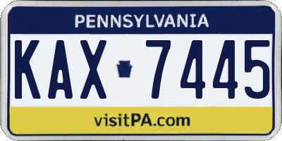 PA license plate KAX7445
