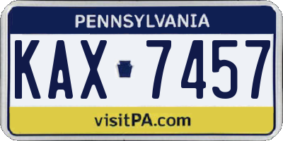 PA license plate KAX7457