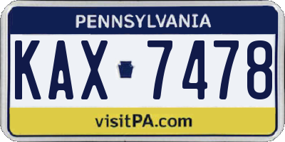 PA license plate KAX7478