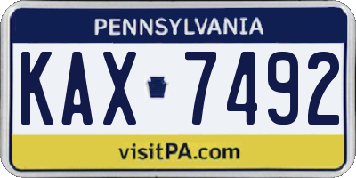 PA license plate KAX7492