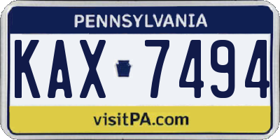 PA license plate KAX7494