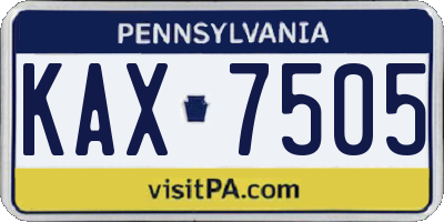 PA license plate KAX7505